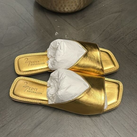 27 EDIT NATURALIZER Zelda Faux Leather Slide Sandal In Deep Gold - Picture 5 of 7
